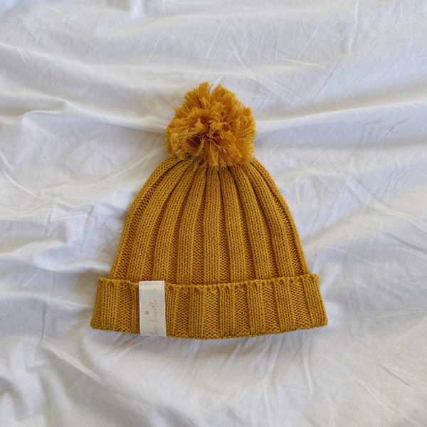 Cotton Knit Beanie - Mustard