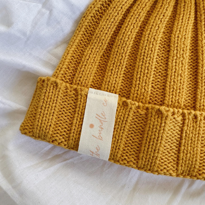 Cotton Knit Beanie - Mustard