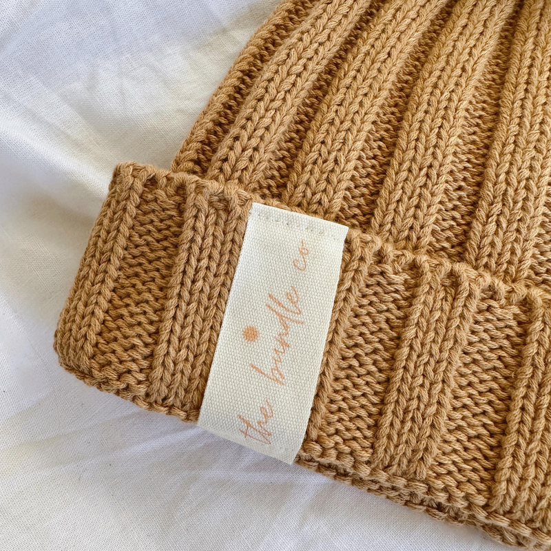 Cotton Knit Beanie - Almond