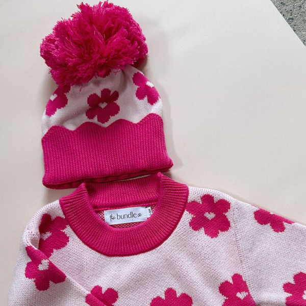 Blossom Cotton Pom Pom Beanie