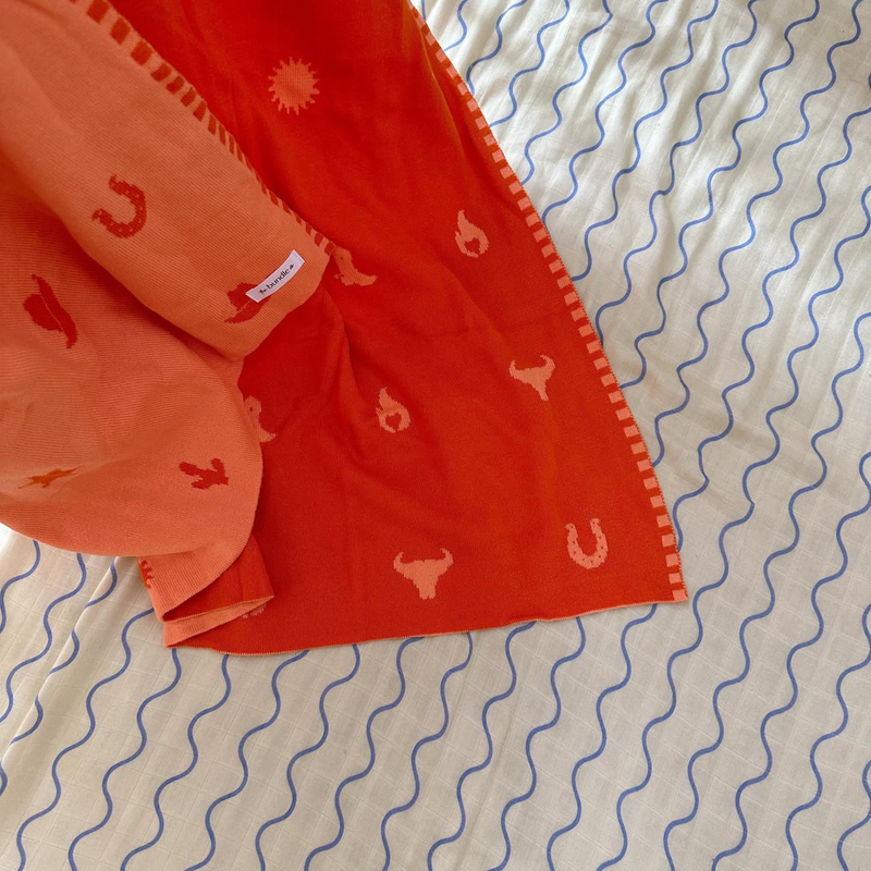 Wild West Blanket - Bright Orange - 100% Cotton Baby Blanket