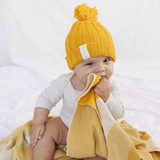 Cotton Knit Beanie - Mustard