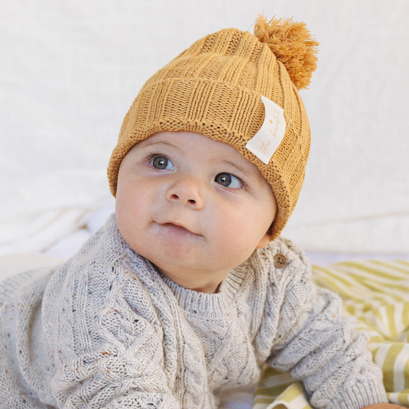 Cotton Knit Beanie - Almond