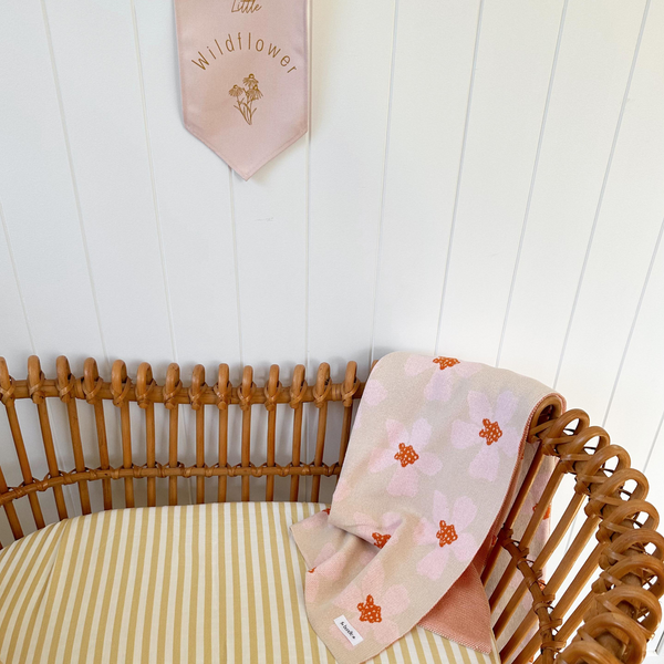 Moss Stripe Fitted Bassinet Sheet - 70% bamboo + 30% cotton