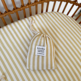 Moss Stripe Fitted Bassinet Sheet - 70% bamboo + 30% cotton