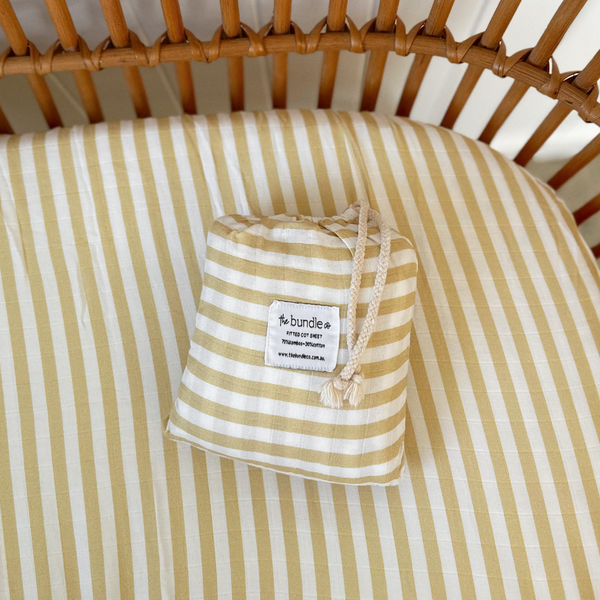 Moss Stripe Fitted Cot Sheet - 70% bamboo + 30% cotton