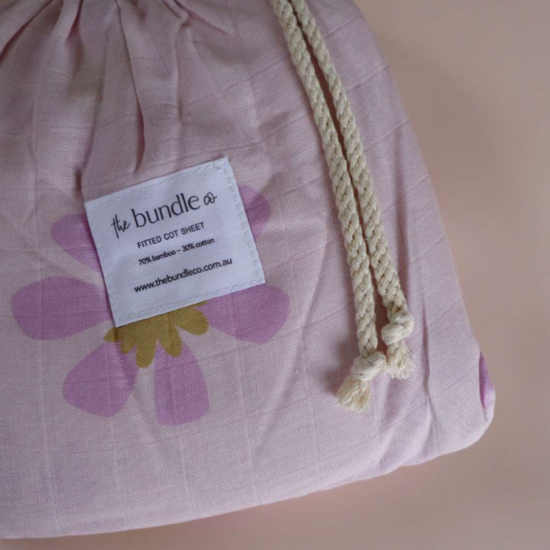 Posy Cot Sheet - 70% Bamboo + 30% Cotton