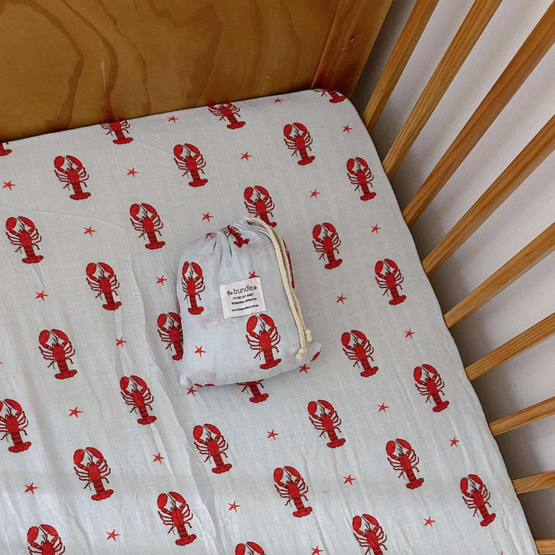 Spicy Lobster Cot Sheet - 70% bamboo + 30% cotton