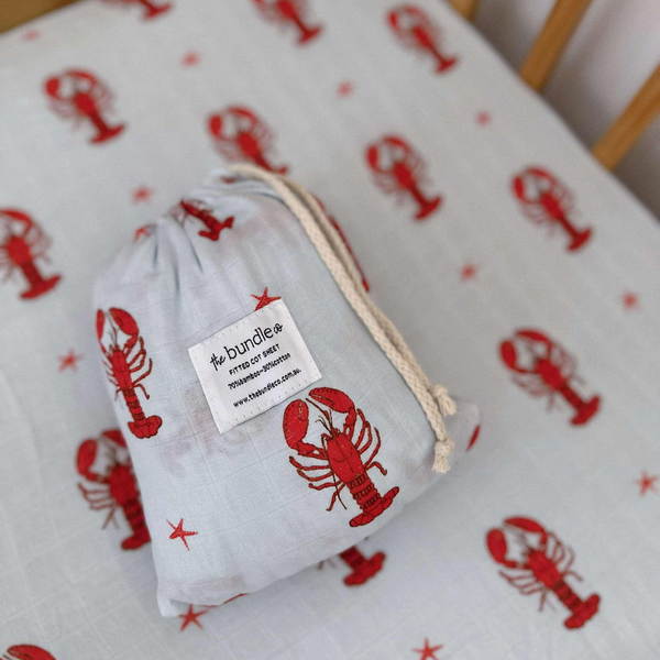 Spicy Lobster Cot Sheet - 70% bamboo + 30% cotton