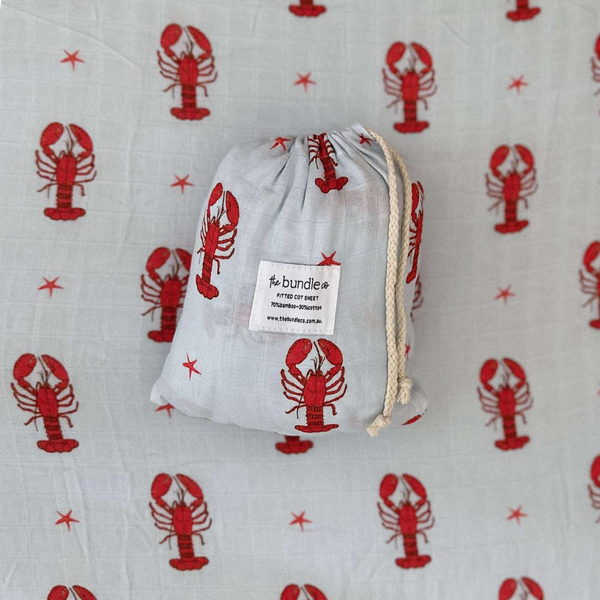 Spicy Lobster Cot Sheet - 70% bamboo + 30% cotton