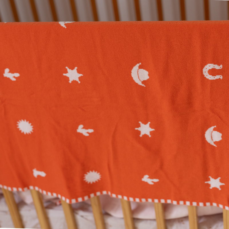 Wild West Blanket - Pink/Red - 100% Cotton Baby Blanket