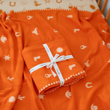 Wild West Blanket - Orange - 100% Cotton Baby Blanket - PRE ORDER (dispatch March)