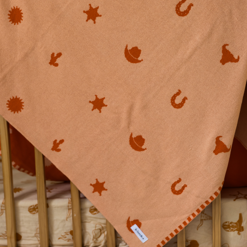 Wild West Blanket - Orange - 100% Cotton Baby Blanket - PRE ORDER (dispatch March)