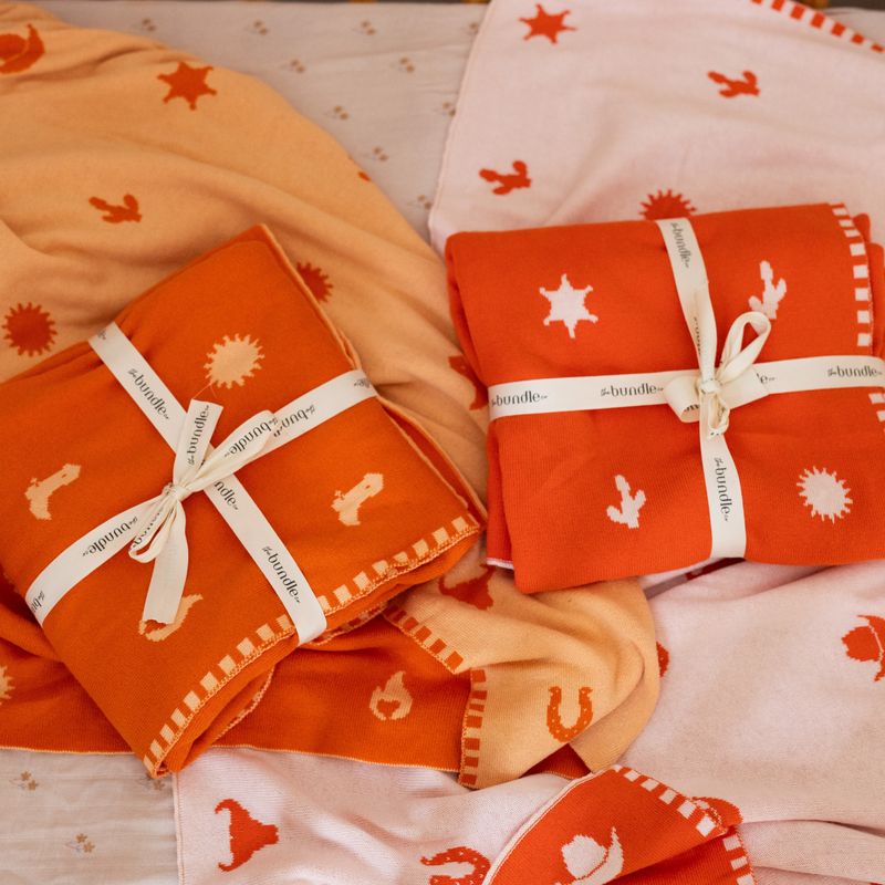 Wild West Blanket - Pink/Red - 100% Cotton Baby Blanket
