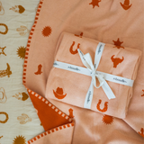 Wild West Blanket - Orange - 100% Cotton Baby Blanket - PRE ORDER (dispatch March)