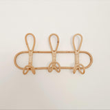 Rattan 3 hook wall hanger