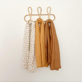 Rattan 3 hook wall hanger
