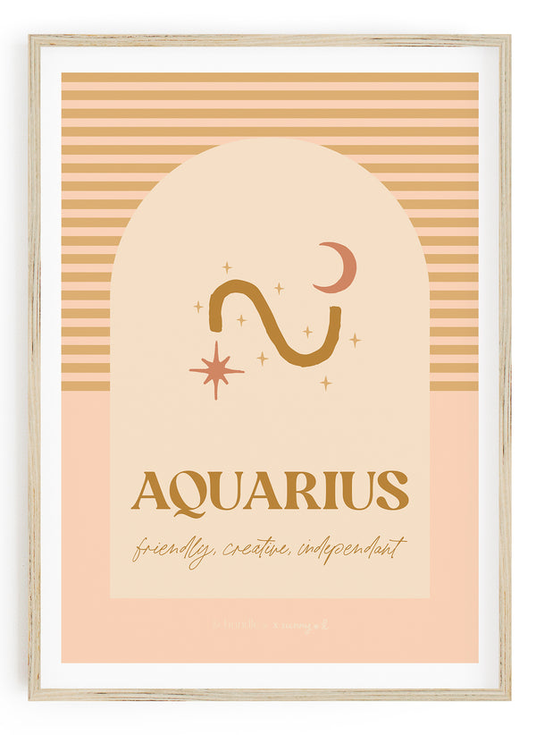 Aquarius Horoscope Print - Pink colour way