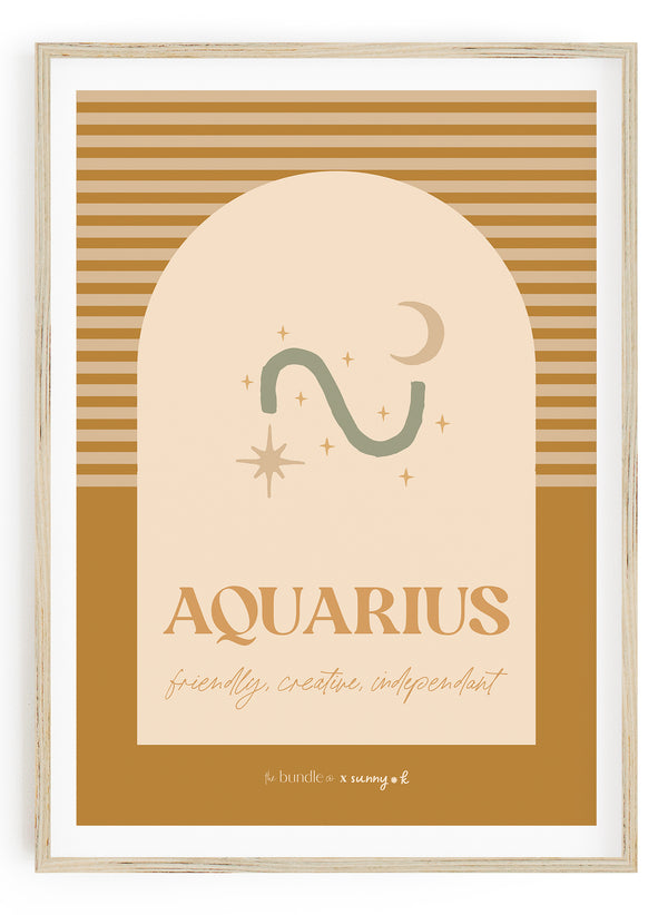 Aquarius Horoscope Print - Blue colour way