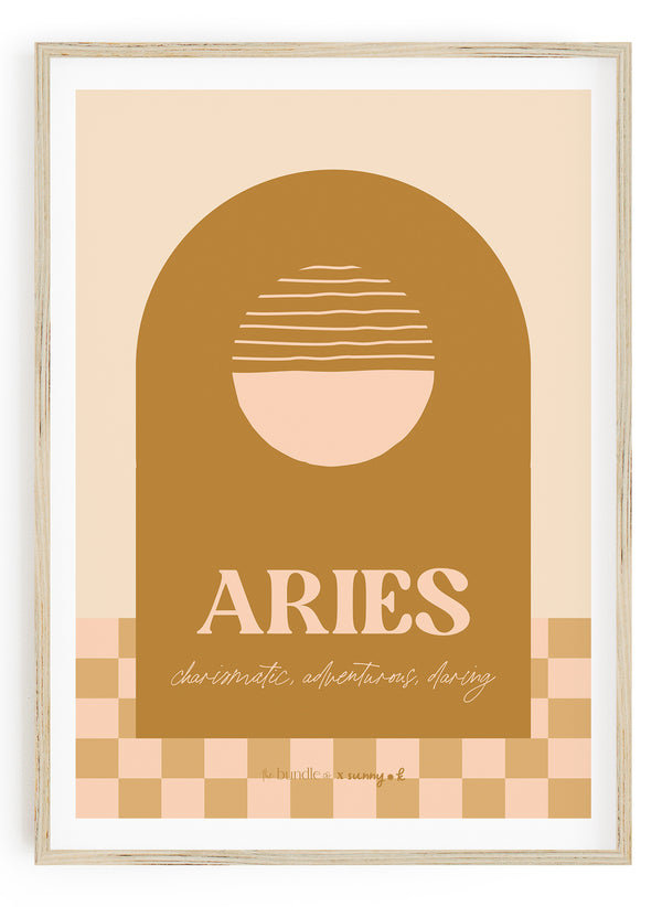 Aries Horoscope Print - Pink colour way