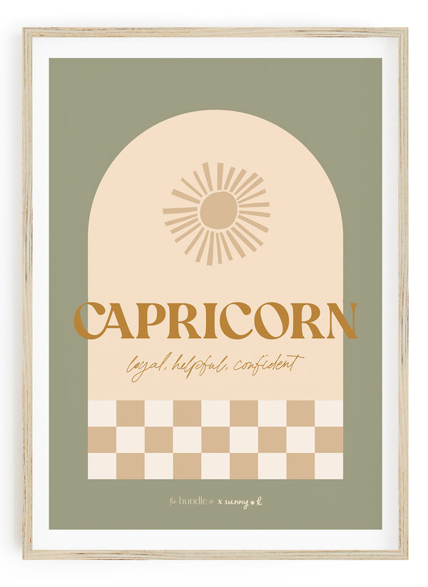 Capricorn Horoscope Print - Blue colour way