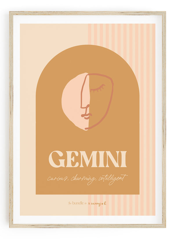 Gemini Horoscope Print - Pink colour way