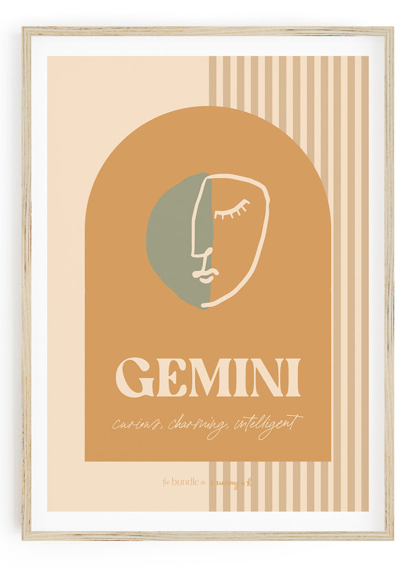 Gemini Horoscope Print - Blue colour way