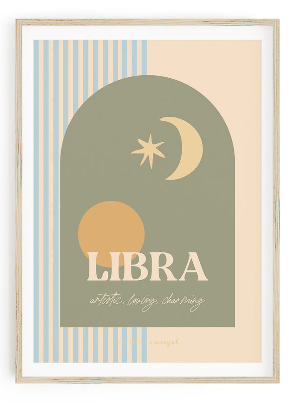 Libra Horoscope Print - Blue colour way