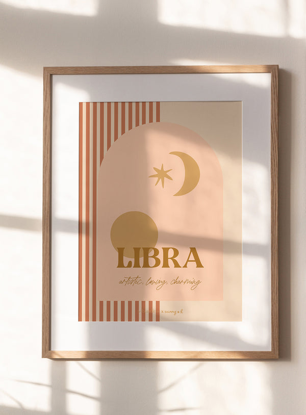 Libra Horoscope Print - Pink colour way