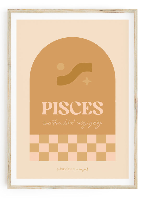 Pisces Horoscope Print - Pink colour way