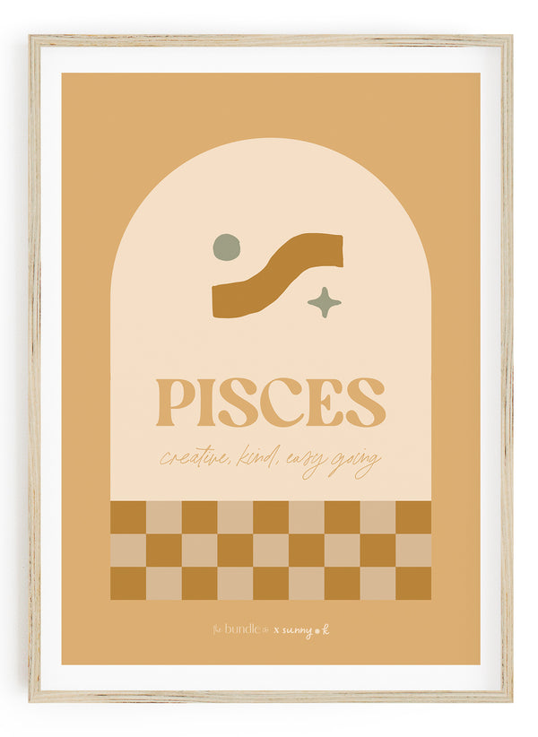 Pisces Horoscope Print - Blue colour way