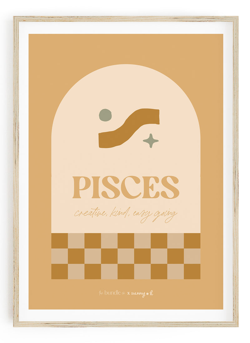 Pisces Horoscope Print - Blue colour way