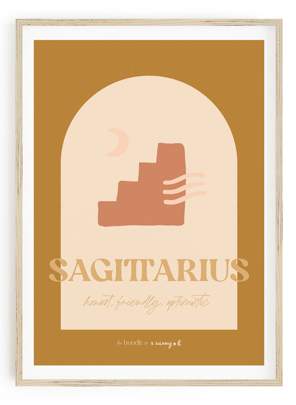 Sagittarius Horoscope Print - Pink colour way