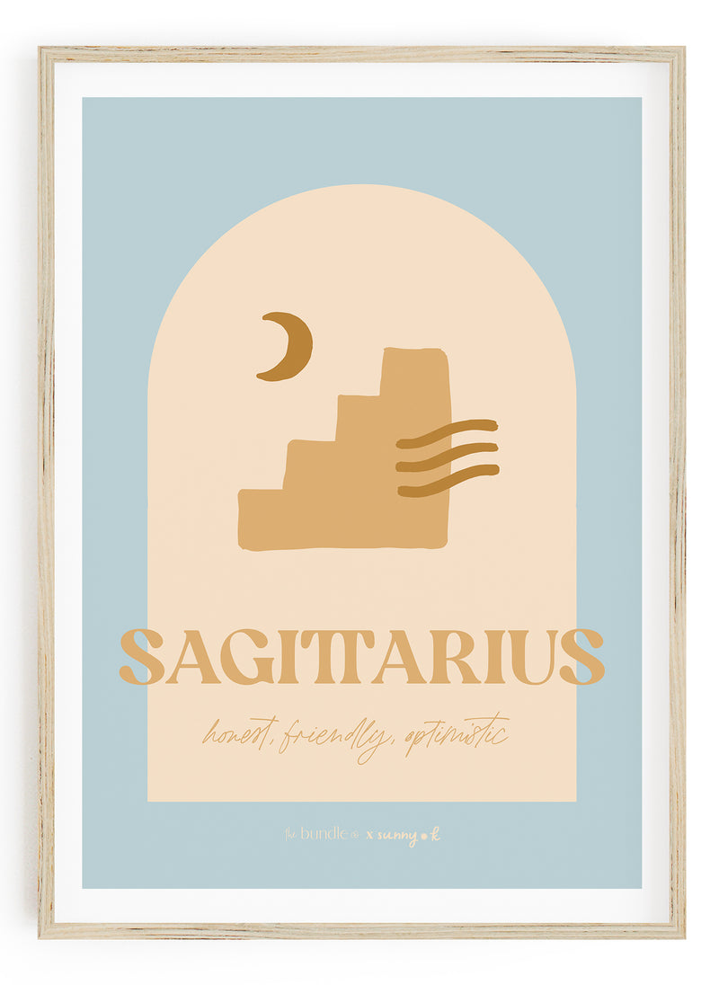 Sagittarius Horoscope Print - Blue colour way