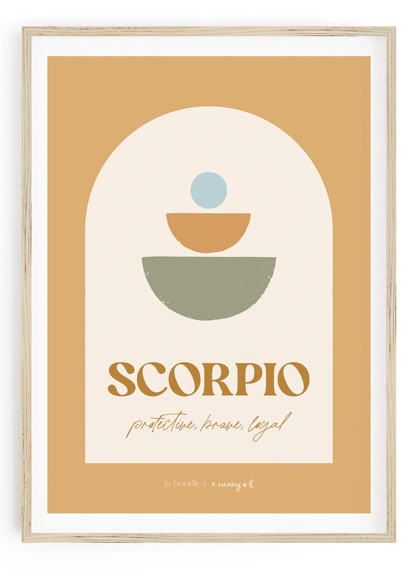 Scorpio Horoscope Print - Blue colour way
