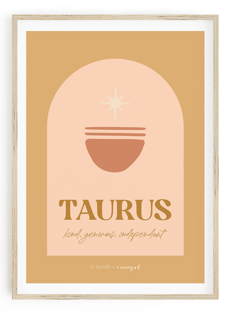 Taurus Horoscope Print - Pink colour way