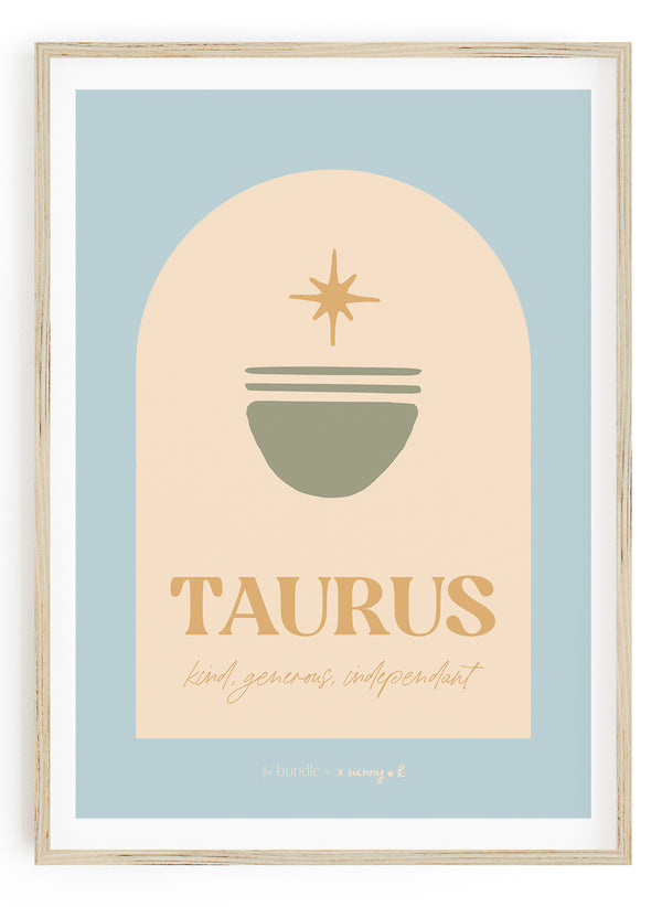 Taurus Horoscope Print - Blue colour way